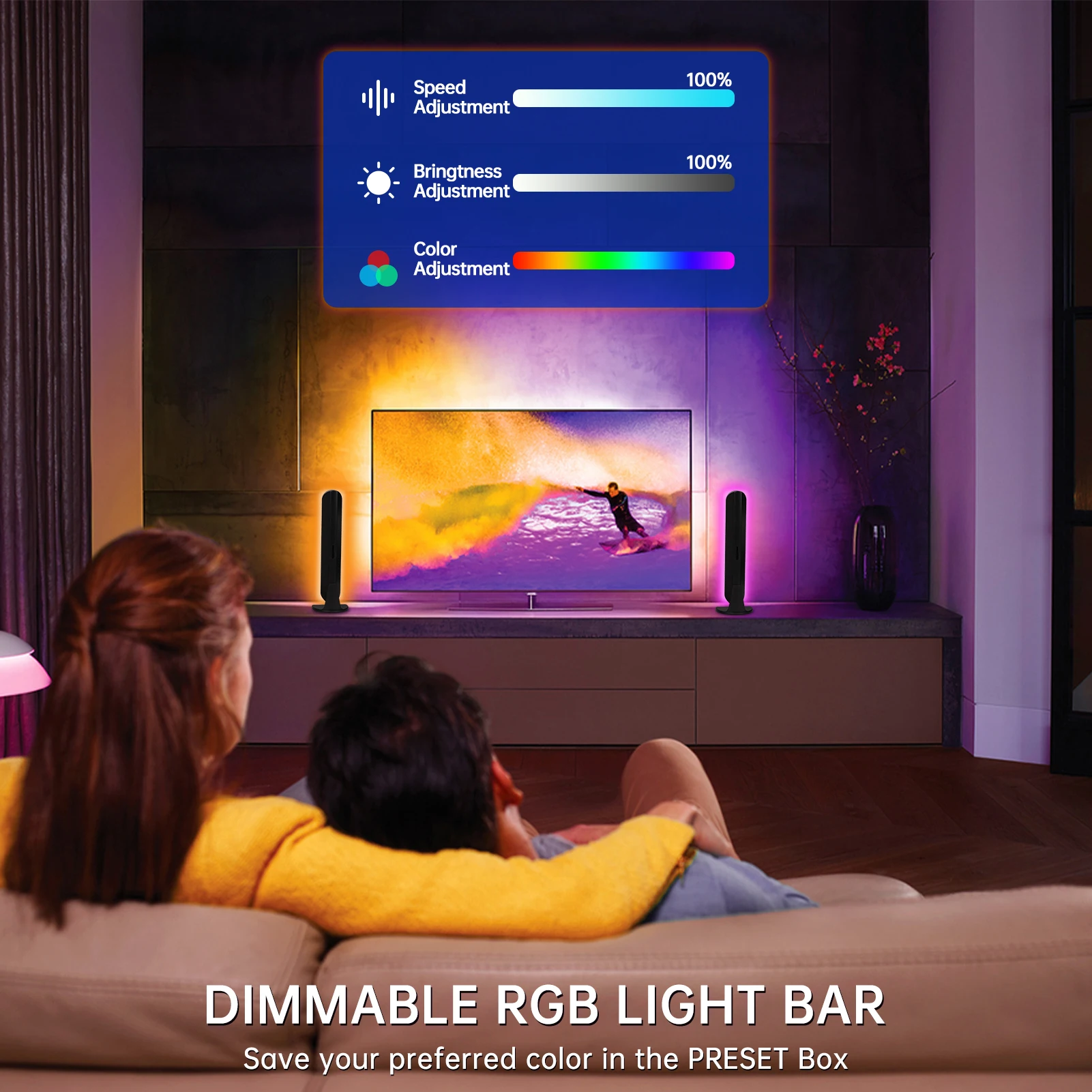 Bluetooth LED Neon Night Light Bar Atmosphere Ambient APP Control Music Sync Timing DIY Computer  TV Room Celebration Lighting