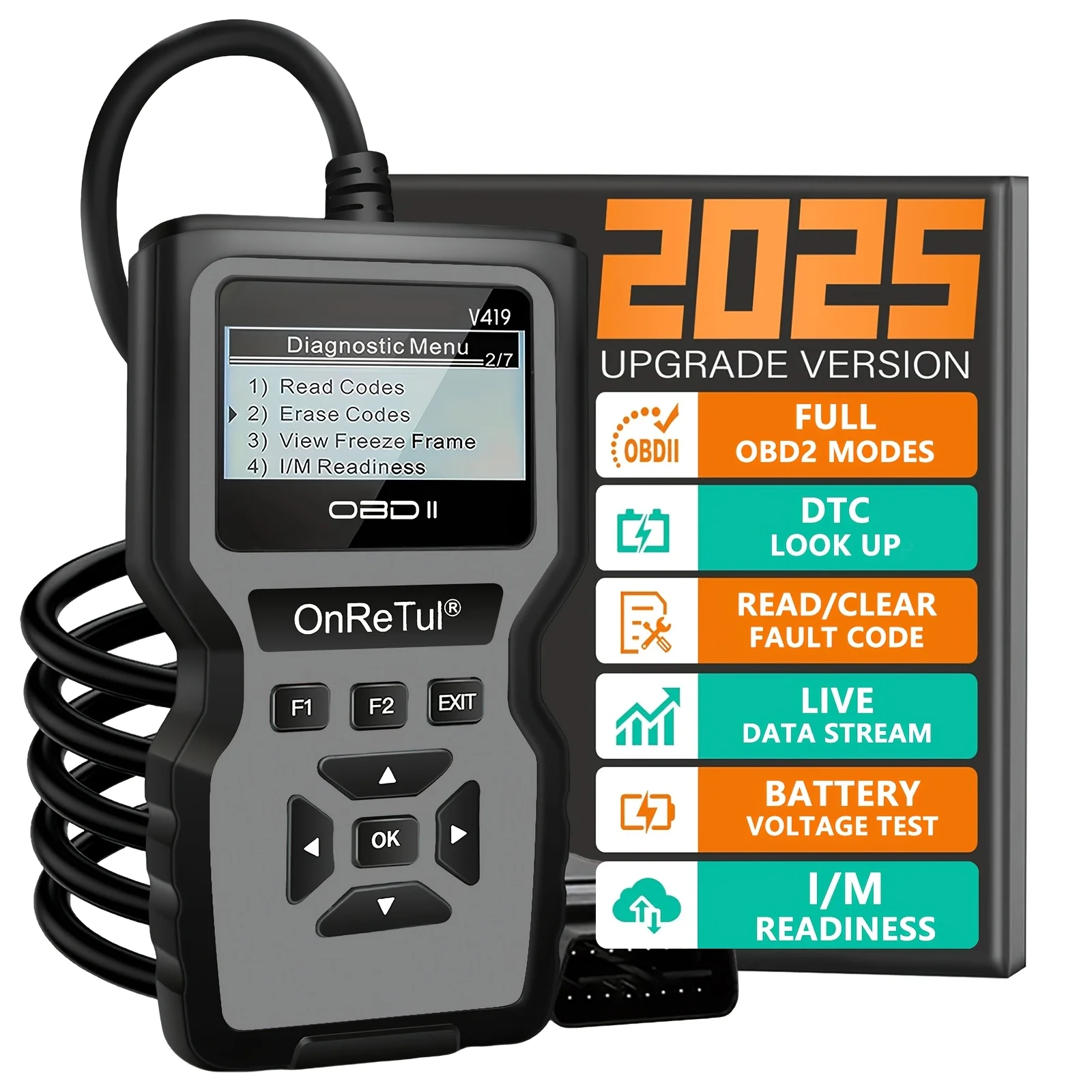 Professional Obd2 Diagnostic Scan Tool - Fault Code Reader for All Vehicles, Capable of Checking Engine Lights, Reading/Clearing