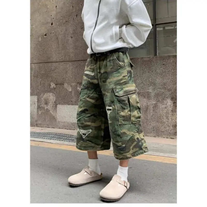 

New Men's orts NS Sle Retro Fit plus Size Tee-Ester Fiber Ciwalk Nine-Piece Pants Micro Stretch Spring