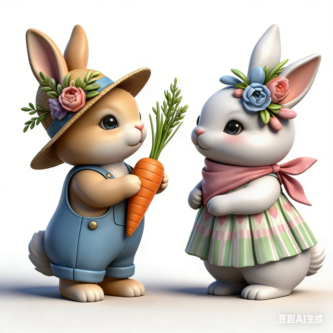 Easter Couple Bunny Silicone Baking Mold Carrot Interactive Shape Chocolate Fondant Cake Decoration Mold