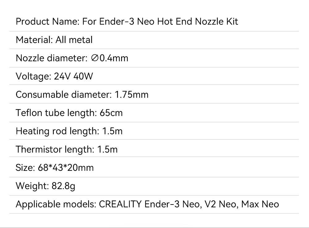 Ender 3 Neo Hotend Kit Hotend Zusammengebauter Extruder für Ender 3 V2 Neo Ender 3 Max Neo Ender 3 Neo 0,4 mm Düse – Detail 4