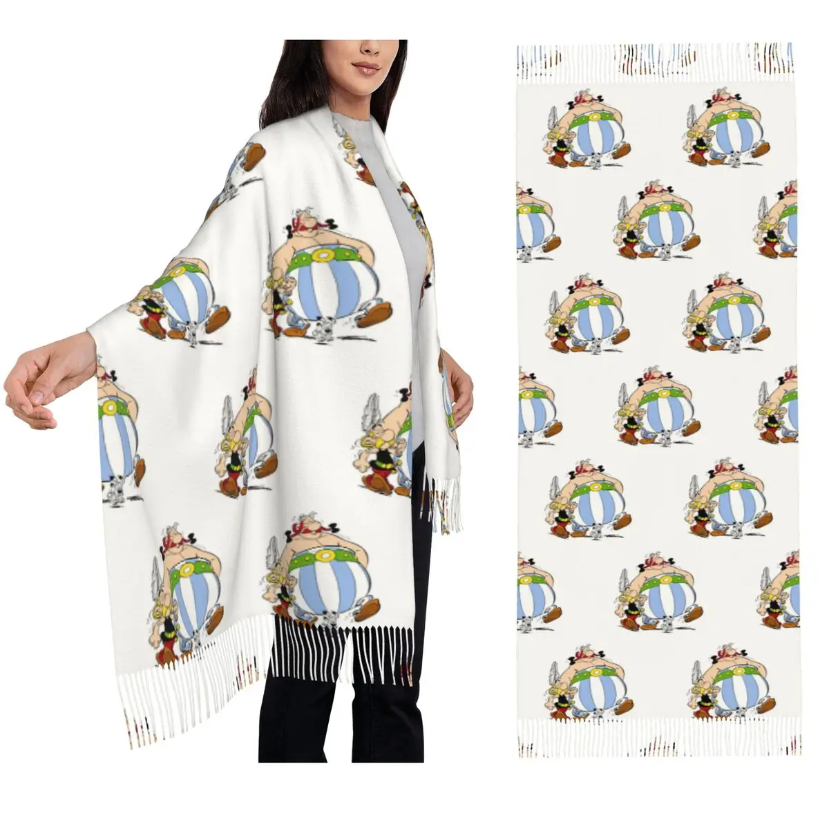 

Asterix And Obelix 1 Scarf Tassel Scarves Women Soft Warm Shawls and Wraps Large Fall Winter Shawl Wrap