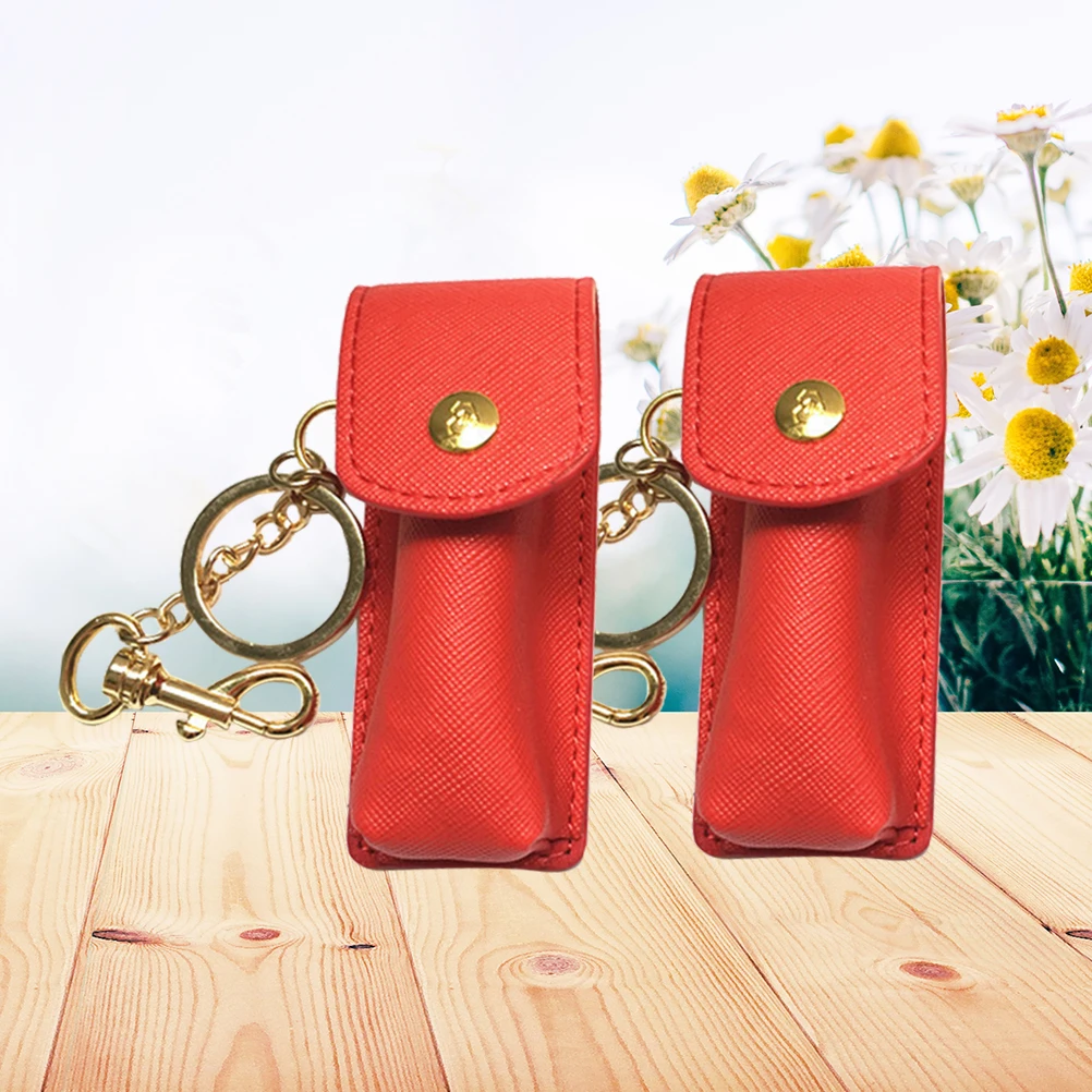 

2 Pcs Woman Lipstick Protective Case Key Chain Holder Liquid Keychain Pouch