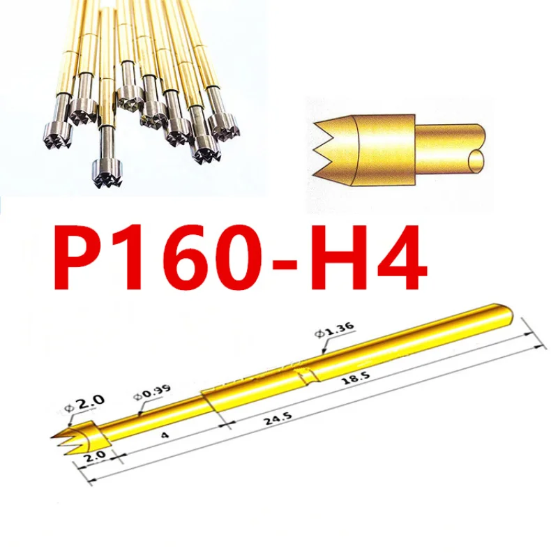 100pcs/pack P160-H4/H3 Nine-claw Plum Head Probe 2.0mm  Spring Test Pin Total Length 24.5mm PCB Pogo Pin