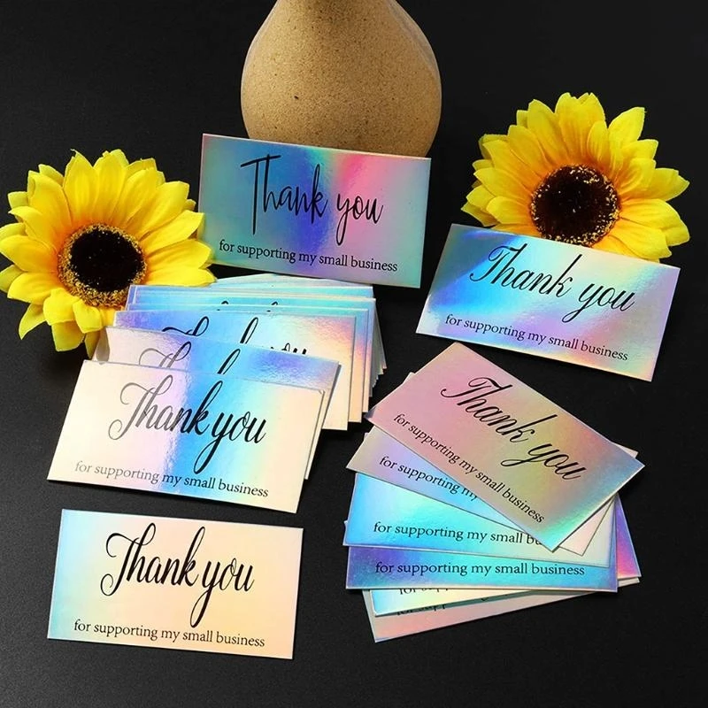 50pcs Thank You for Your Order Business Cards Shopping Purchase Thanks Greeting Cards Appreciation Card for Small Business 5x9cm view 3