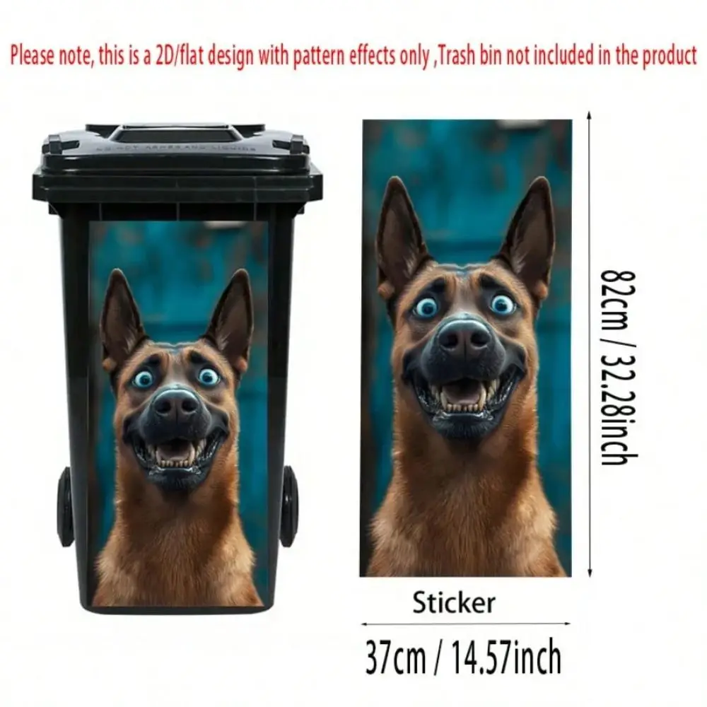 Funny Animal Series Garbage Pail Stickers 2D Self Adhesive Dustbin Poster PVC Waterproof Wheelie Bin Sticker Outdoor Patio Decor