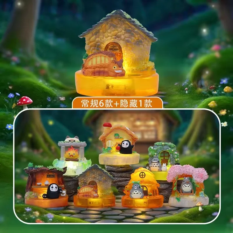 

New Hayao Miyazaki Anime Cartoon Themed Item Meet Light And Warm Desktop Ornaments With Light Birthday Gift Blind Box Toy