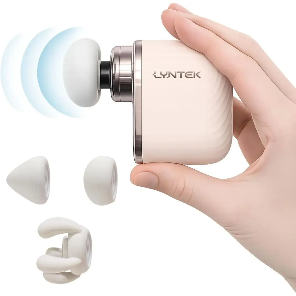

Compact Handheld Massager for Deep Tissue Relief with 5 Speeds and 3 Attachments - Ideal for Travel and Office Use