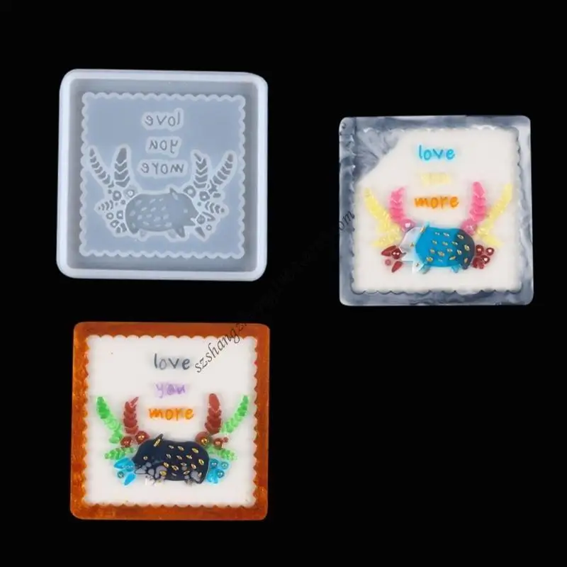 

Q6RB Silicone Resin Mold Animal Resin Mold Wall Art Mold Square Epoxy Casting Mold for DIY Home Decor