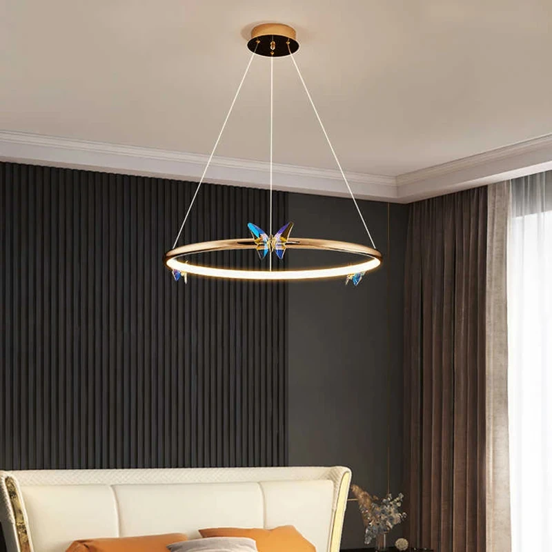 Butterfly LED Chandeliers Gold Ring Home Decoration Lighting Cord Adjustable For Living Room Bedroom Restaurant Good Packaging