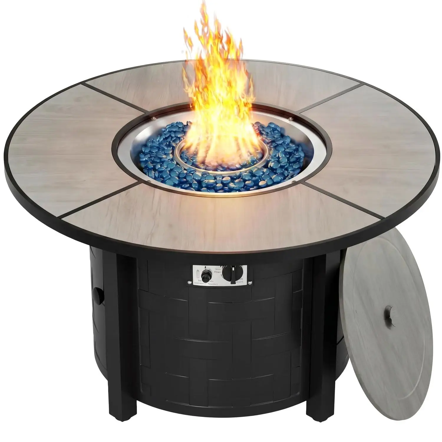 42-Inch Round Propane Fire Pit Table, 50,000 BTU, Gray