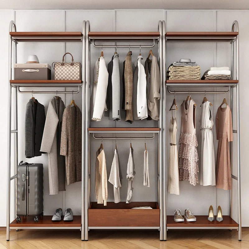 Open Wardrobe Home Bedroom Wrought Iron Cloakroom Shelf Assembly Shelf 2026 New Walk-in Hanger