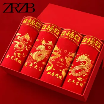 Majtki męskie czystej bawełny nowy rok czerwony nadruk męskie bokserki seksowne kalesony bielizna na szczęście bokserki duże rozmiary l-5XL