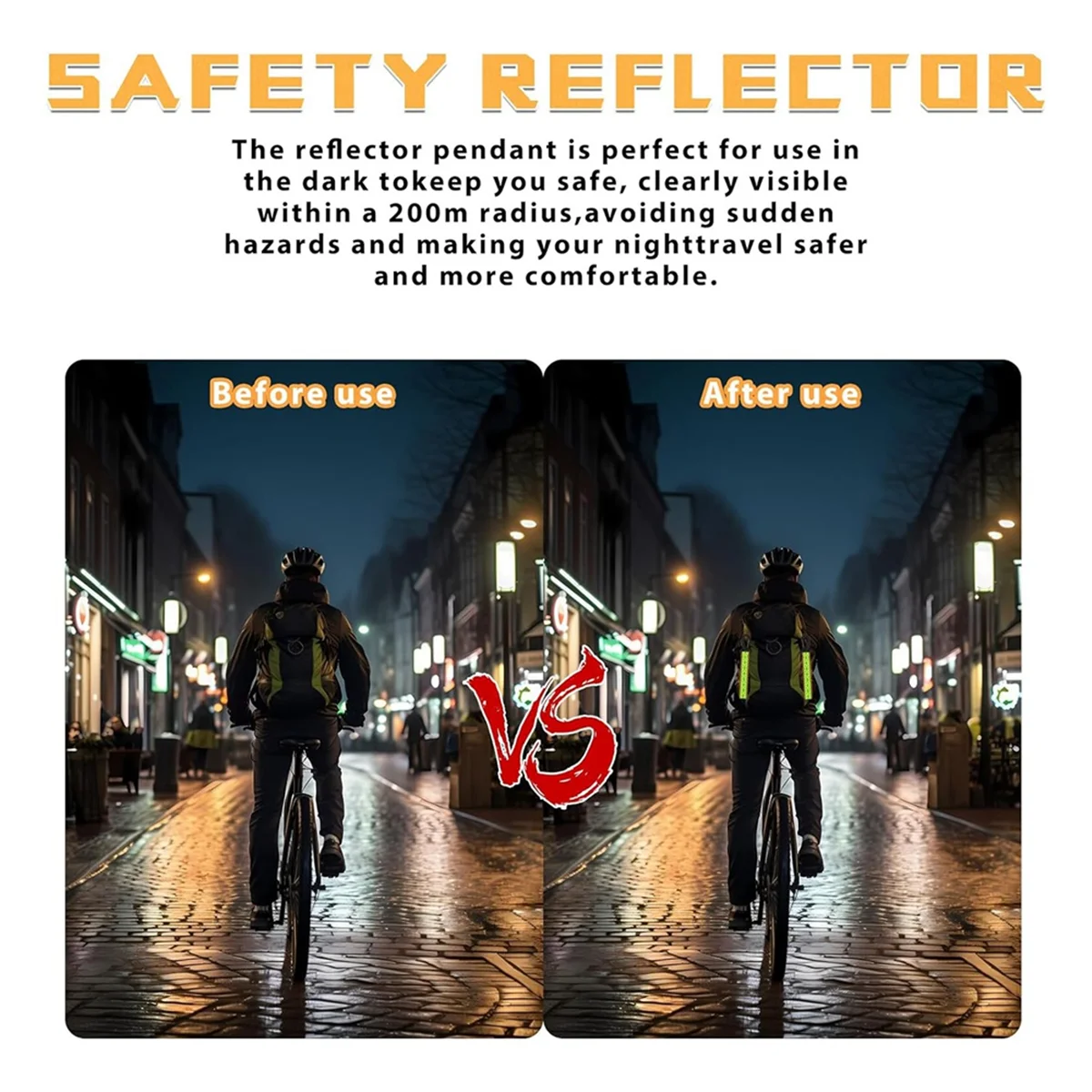 A56XQ 6Pcs Reflective Strips, Safety Reflector Pendants Reflective Pendants Safety Key Chains for Backpack Clothes Cycling