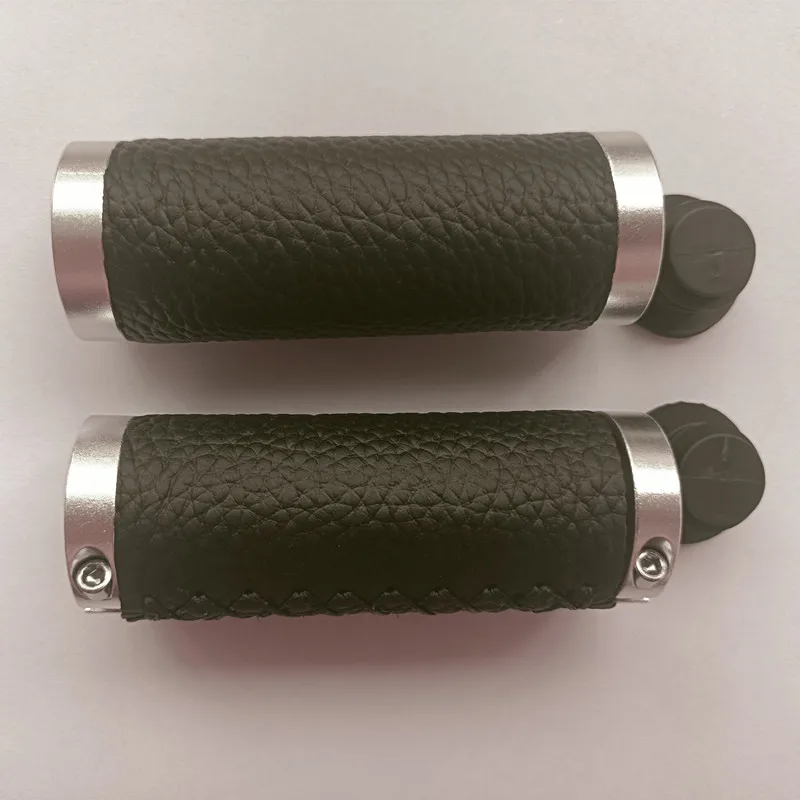 Cowhide handlebar grip lock on 90 / 128mm fit bromtpon bike mountain bike road bike leather grips 22.2mm handlebar universal