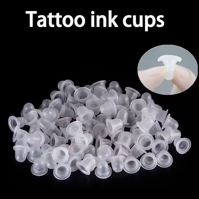 

500Pcs Soft Silicone Microblading Tattoo Ink Cup Cap Pigment Holder Container S/L for Permanent Makeup Tattoo Accessories