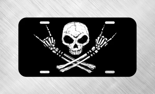 Alien Rock & Roll Skull Heavy Death Metal License Plate Auto Car Tag FREE SHIP Aluminum