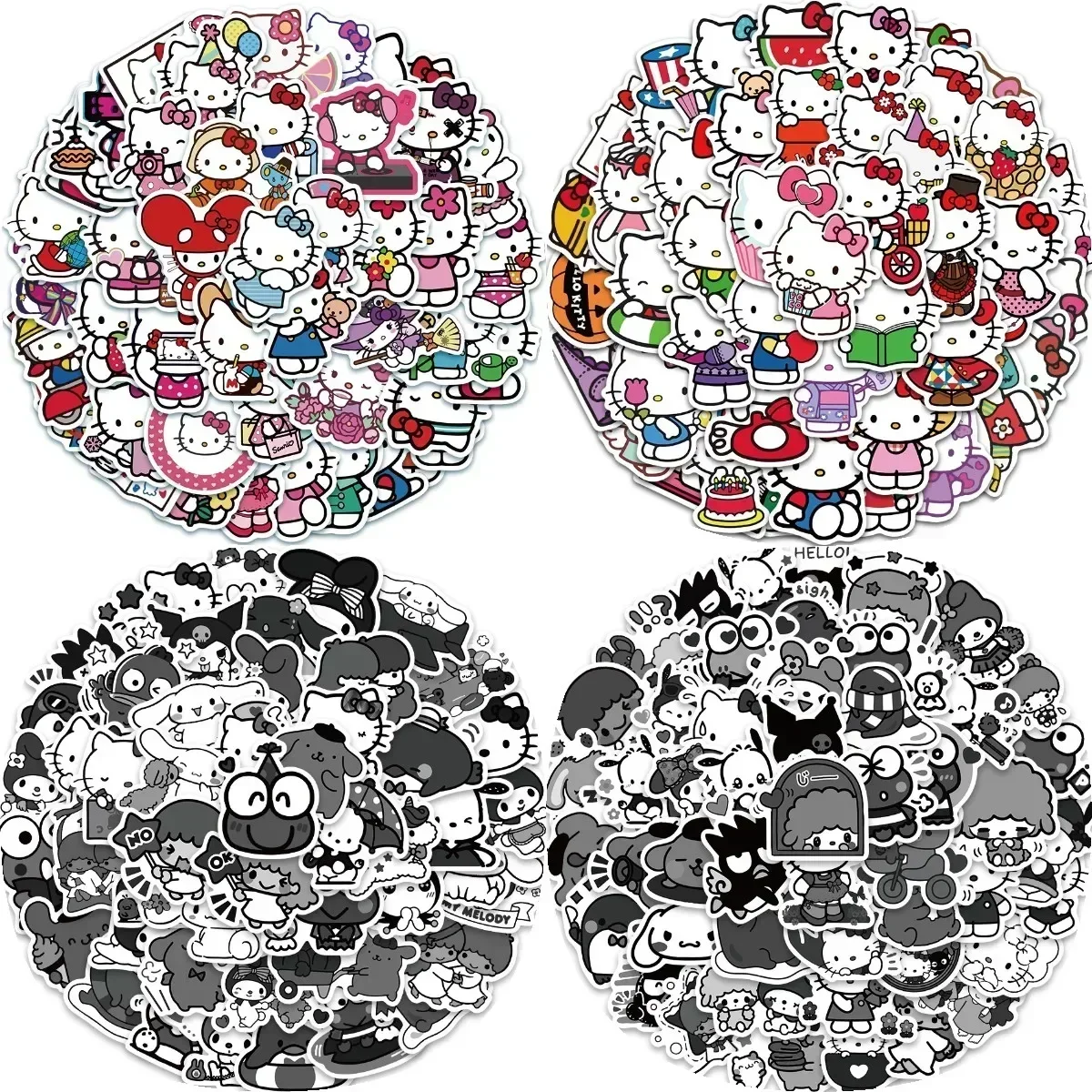 Sanrio Series Stickers Hello Kitty Kuromi Cute Decals Multi-purpose Stickers Waterproof Decorative Refrigerator Computer Sticker