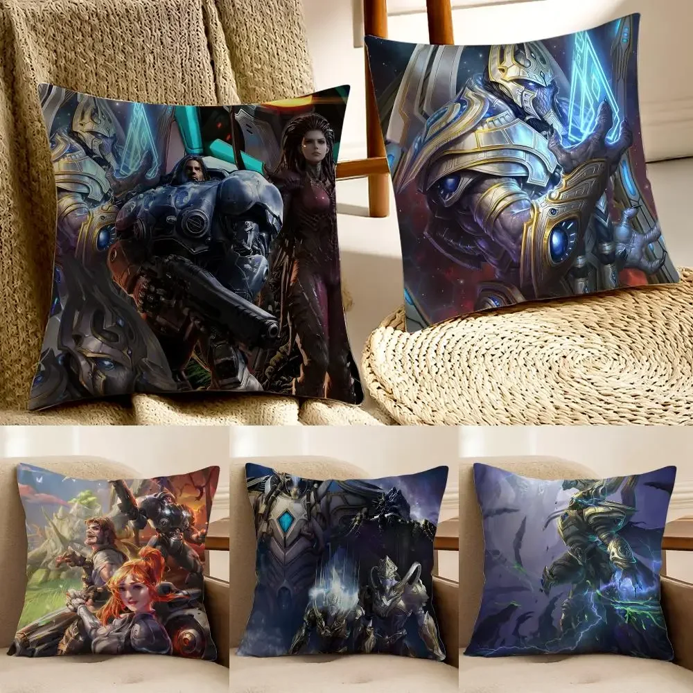 Epic Strategy Game S-StarCraft Cushion Cover Faux fur decorative Dark academia style Cat scratching post Rustic Spa pillow cover