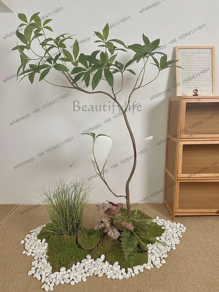 simulated green plant landscaping window under the stairs corner soft decoration ornament fake tree combination landscape