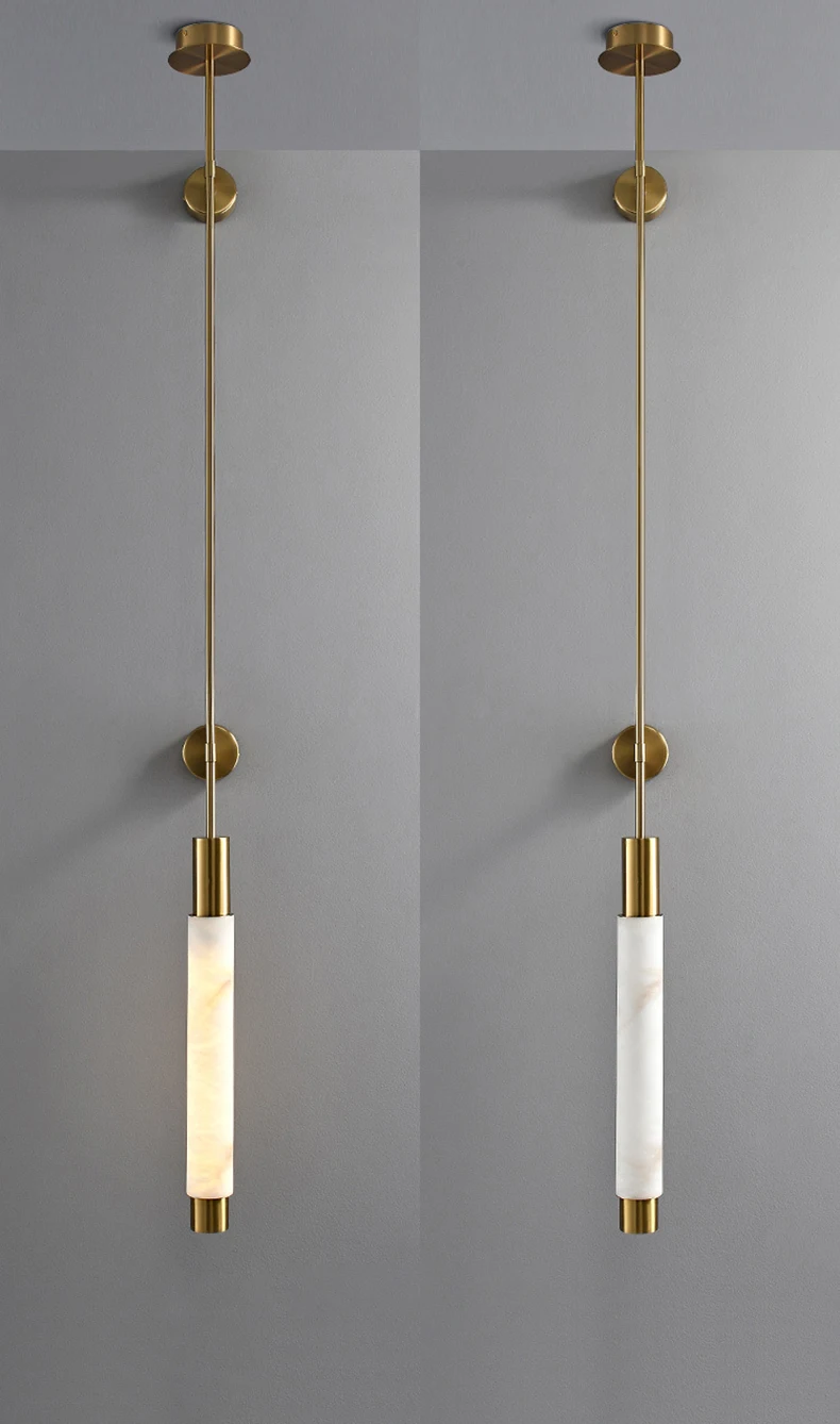 Simple Natural White Marble Wall Light Copper