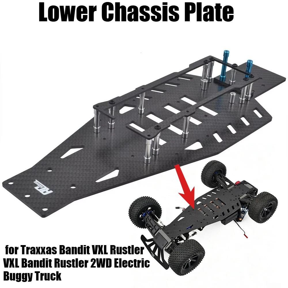 Lower Chassis Plate RC Car Upgrade Replacement Parts for Traxxas Bandit VXL Rustler VXL Bandit Rustler 2WD Electric Buggy Truck
