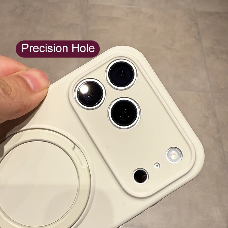 Metal Magnectic Kickstand Case for iPhone 17 Air 16 15 14 Plus 13 12 Pro Max 11 For Magsafe Charge Liquid Silicone Soft Cover