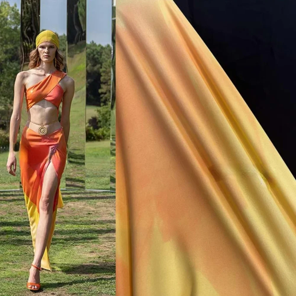 

Photosensitive Fabric Color Change Orange Turns Yellow Creative Designer Fabrics Cloth Apparel Diy Sewing Polyester Material