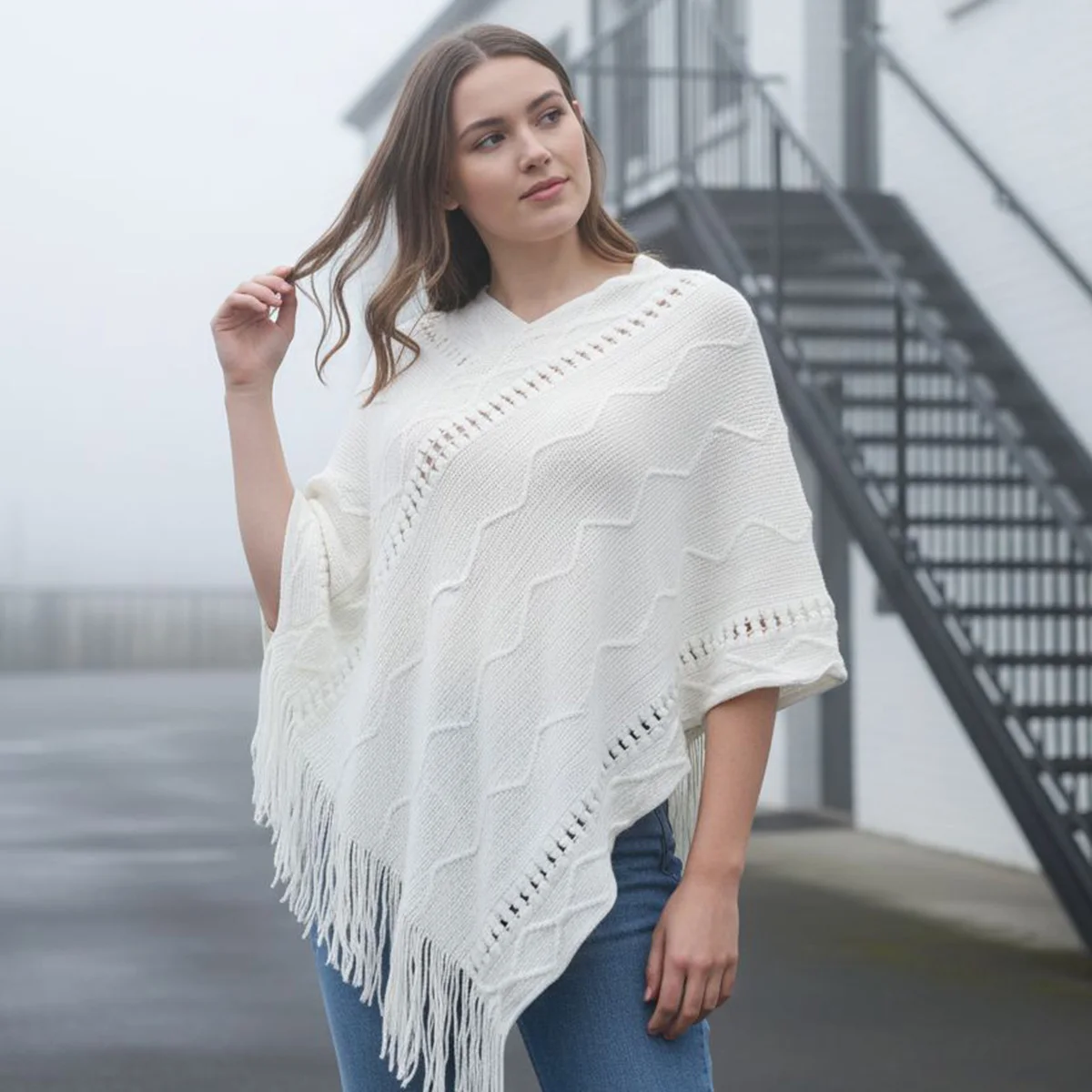 

Женский плащ, свитер, шаль с кисточками, пальто, осень-зима, теплые шарфы, модный лоскутный пуловер, пончо, свитер большого размера 105*95 см