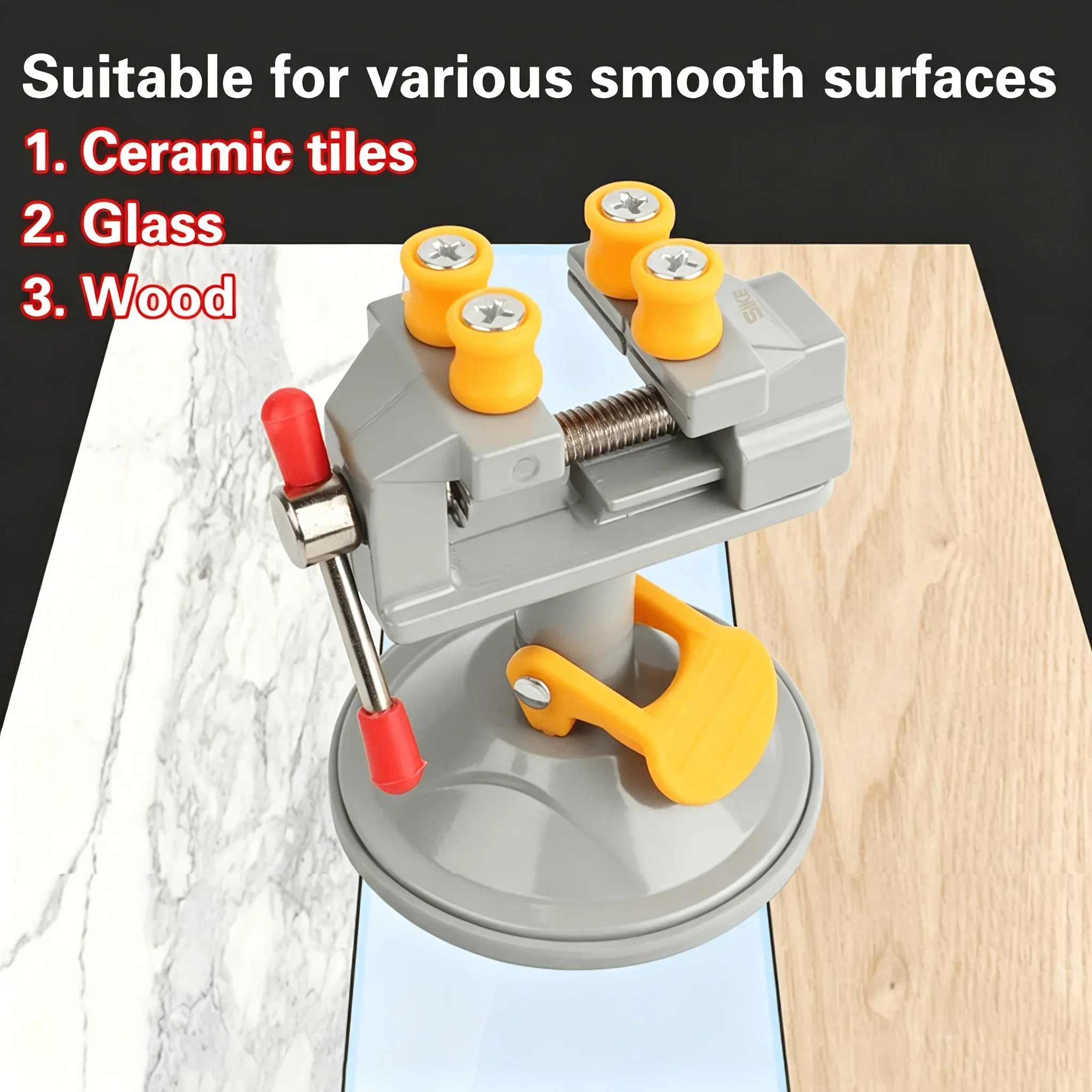 1Set Heavy Duty Mini Bench Vise with Suction Cup Base, 360° Rotatable Compact Table Clamp for Woodworking & Metal Craft