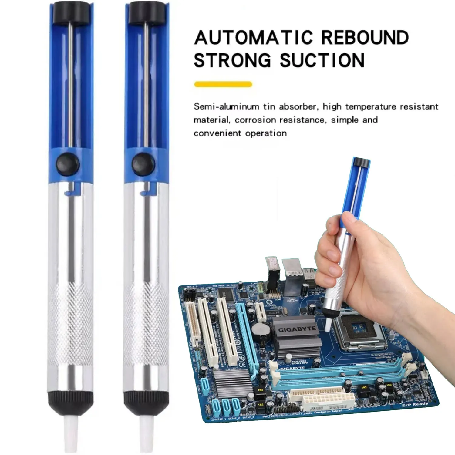 

Aluminum Metal Desoldering Pump Suction Tin Gun Soldering Sucker Pen Removal Vacuum Desoldering Pump Tool