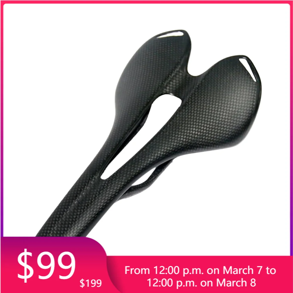 

STLF Simple Style Carbon Fiber Bicycle Saddle Lightweight Ventilated Bike Seat Accessory for Road and Mountain Biking