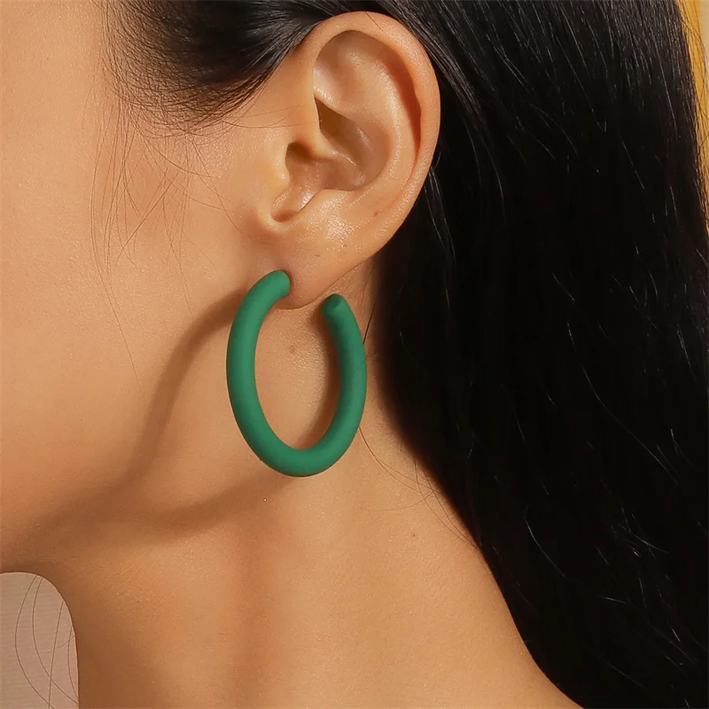 Aihua Koreanische Einfache Große Runde Hoop Ohrringe Für Frauen Bunte Geometrische Kunststoff Übertrieben Ohrring Trendy Ohrringe Schmuck – Detail 8