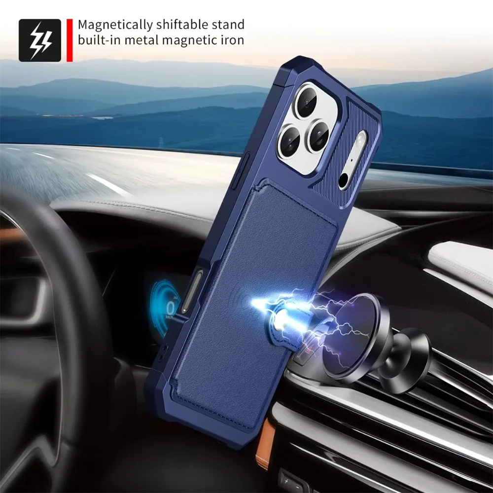 Wallet Phone Case Card Holder for Apple IPhone 17 Air 16E 16 15 14 Plus 13 12 Pro Max Hybrid Rubber Bumper Back Flip Cover view 5