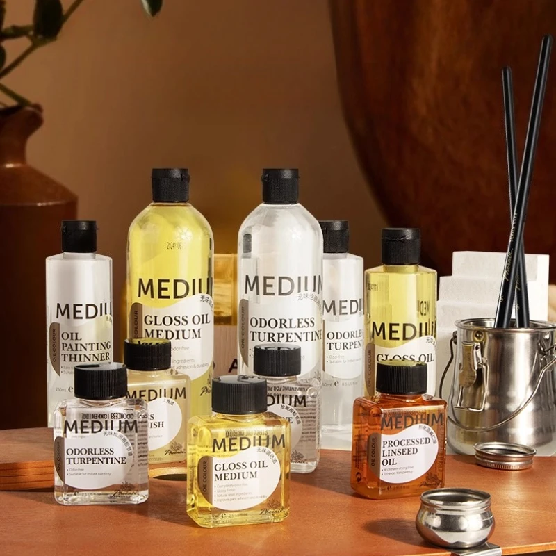 75/100/125/500ml Odorless Turpentine Oil Coloring Oil Diluent Medium for Diluting Pigments Enhance Gloss Clean Painting Tools
