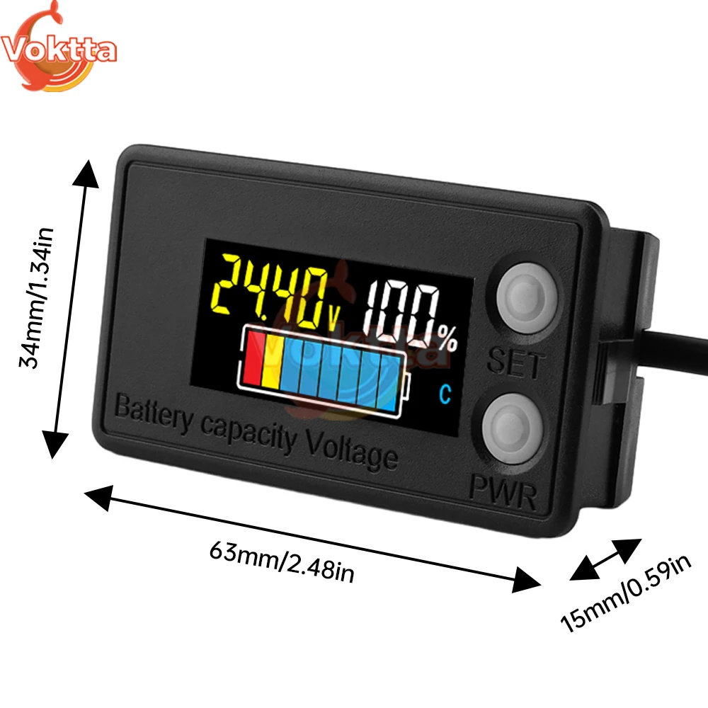 Imagem -06 - Lcd Digital Bateria Capacidade Indicador Impermeável Voltímetro Inteligente Carro e Motocicleta Voltage Meter Battery Tester dc 7100v