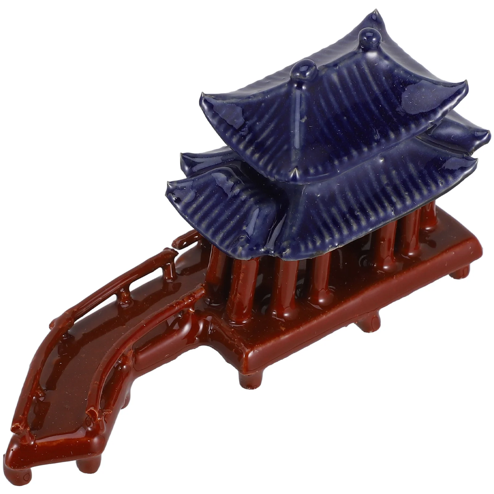 

Mini Ceramic Curved Bridge Pavilion Ornament Bonsai Decoration Fish Tank Micro Landscape Statue Landscaping Ornament