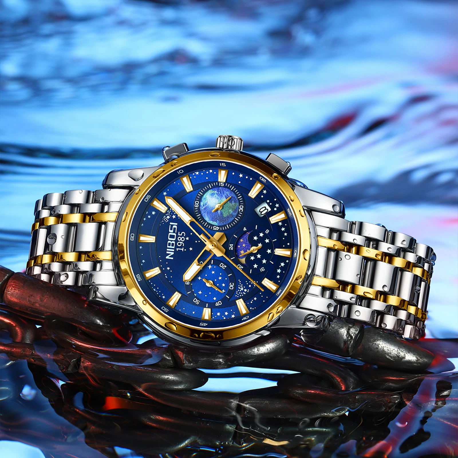 NIBOSI orologi da uomo Top Brand Luxury Starry Sky Watch Men Waterproof Date cronografo luminoso orologio al quarzo per uomo Reloj Hombre