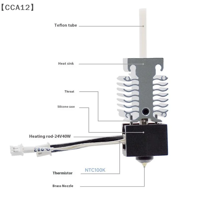 

〔CCA12〕 Ender 3 V3 SE Hotend Nozzle Kit Efficient Heating Cooling Dissipate Heat Stainless Steel Throat 3D Printer Accessories