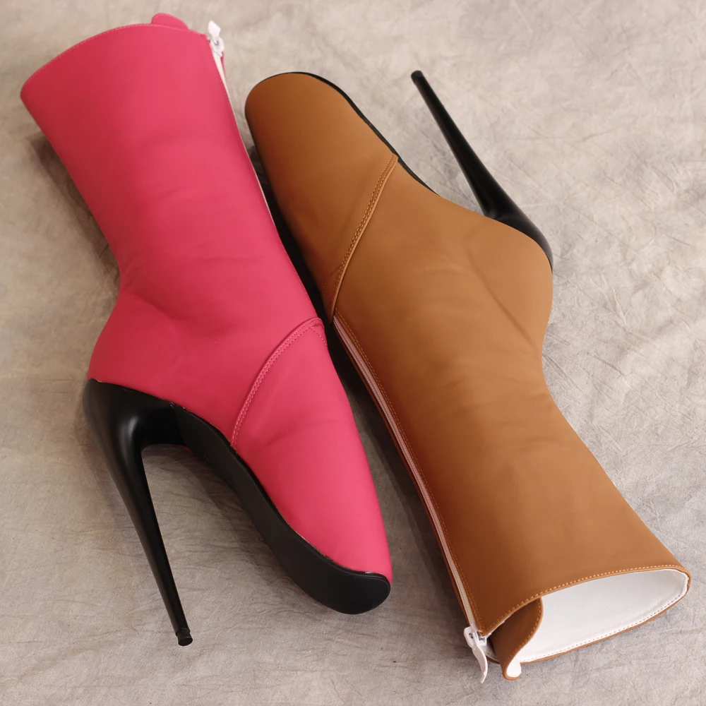 7 Inch High Heel Fetish Ballet Cosplay Unisex Size Mid-Calf Sexy Boots