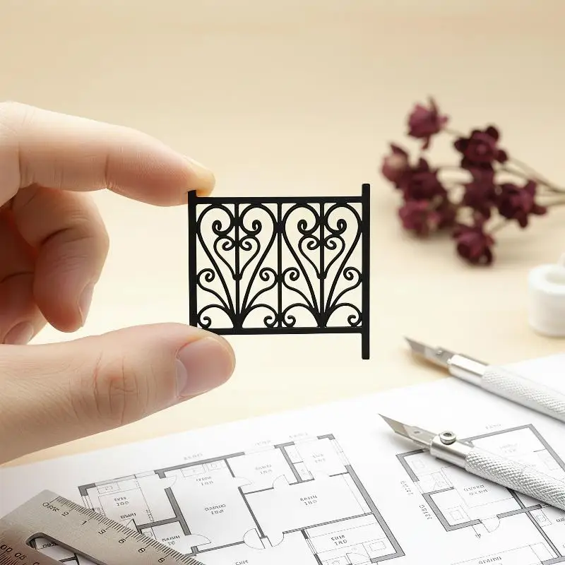DollHouse Carved Fence Guardrail Miniature Model DIY Scene Ornaments