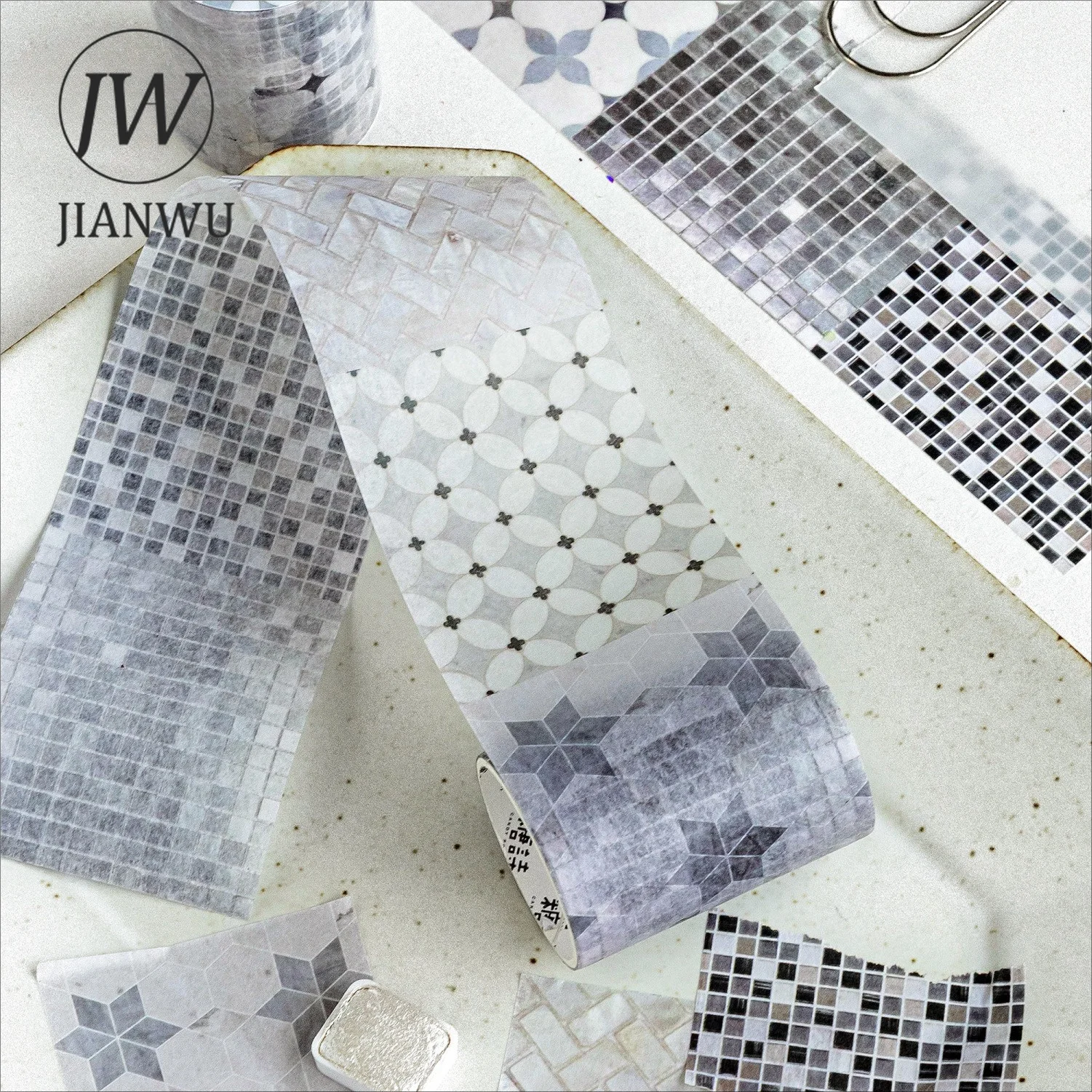 JIANWU 50mm*200cm Vintage Colorful Bricks Gird Landscape Material Collage Scrapbooking Washi Tape Creative Journal Stationery view 3