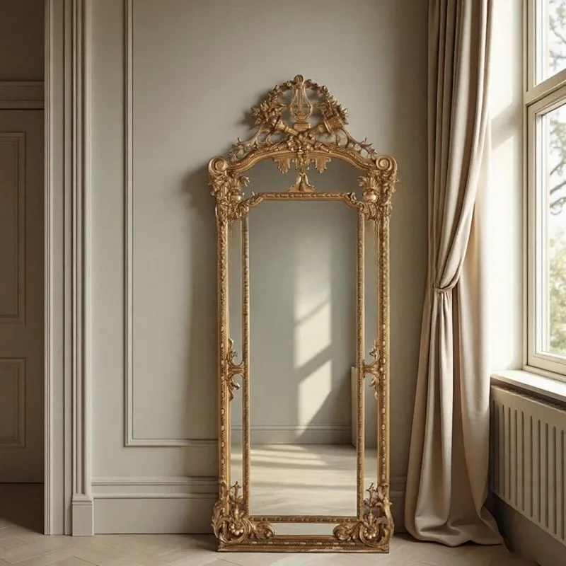 retro full-length mirror wall-mounted European carved full-length mirror