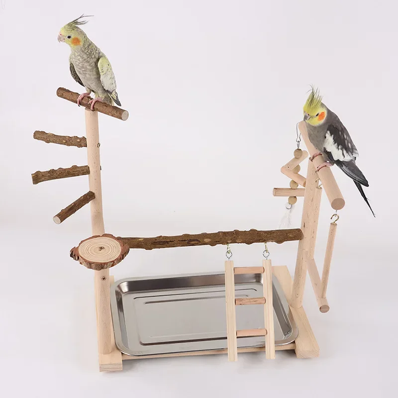 Pepper Wood Parrot Stand Bird Swing Toy Game Field Interactive Training Frame Bird Shelf Standing Stick Bird Playground Ladder