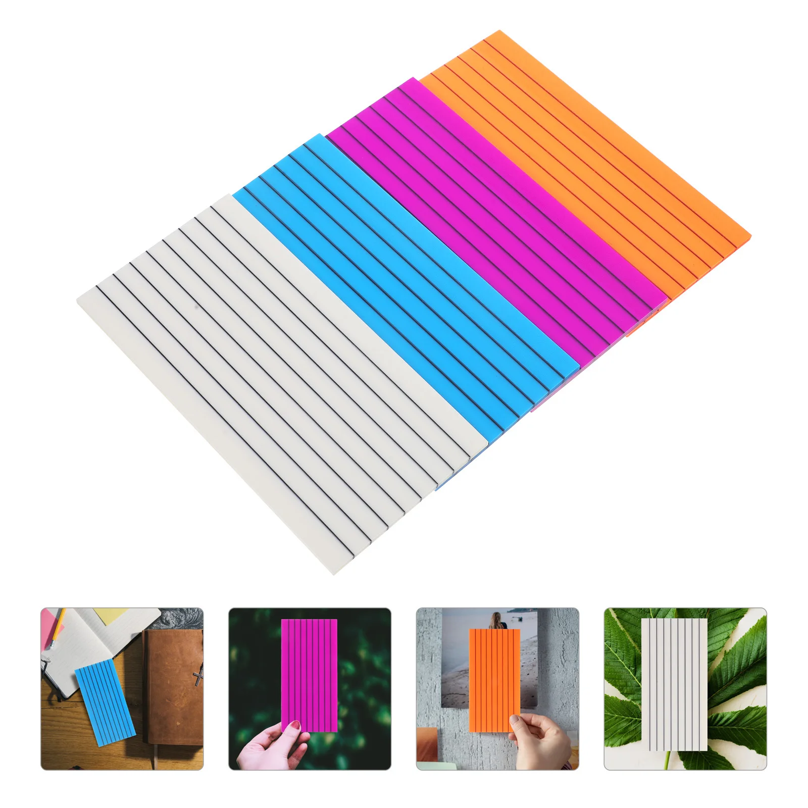 

4Pcs Colorful Translucent Memo Pads Portable Reusable Self-Adhesive Notepads for School Office Home Smooth Writing