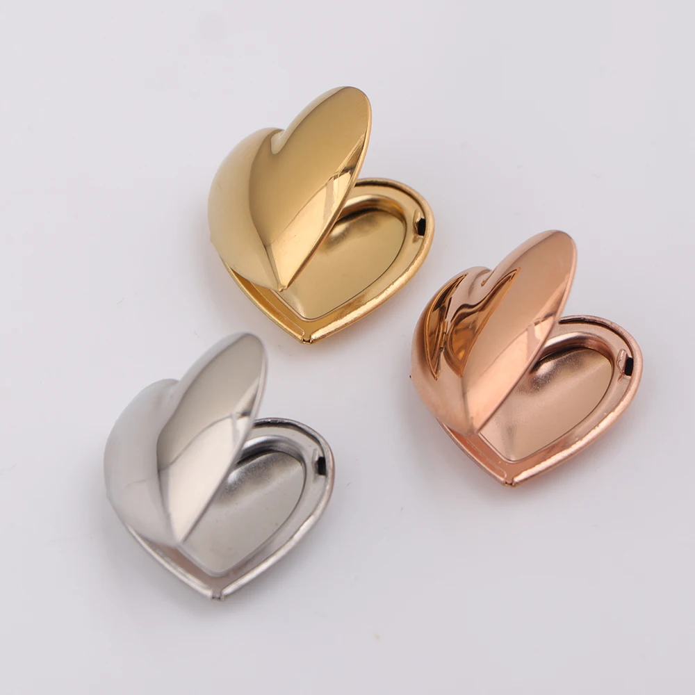 

5pcs/lot Mirror Polished Stainless Steel Heart Photo Frame Locket Love Heart Charms Can Open Pendants for Jewelry Making
