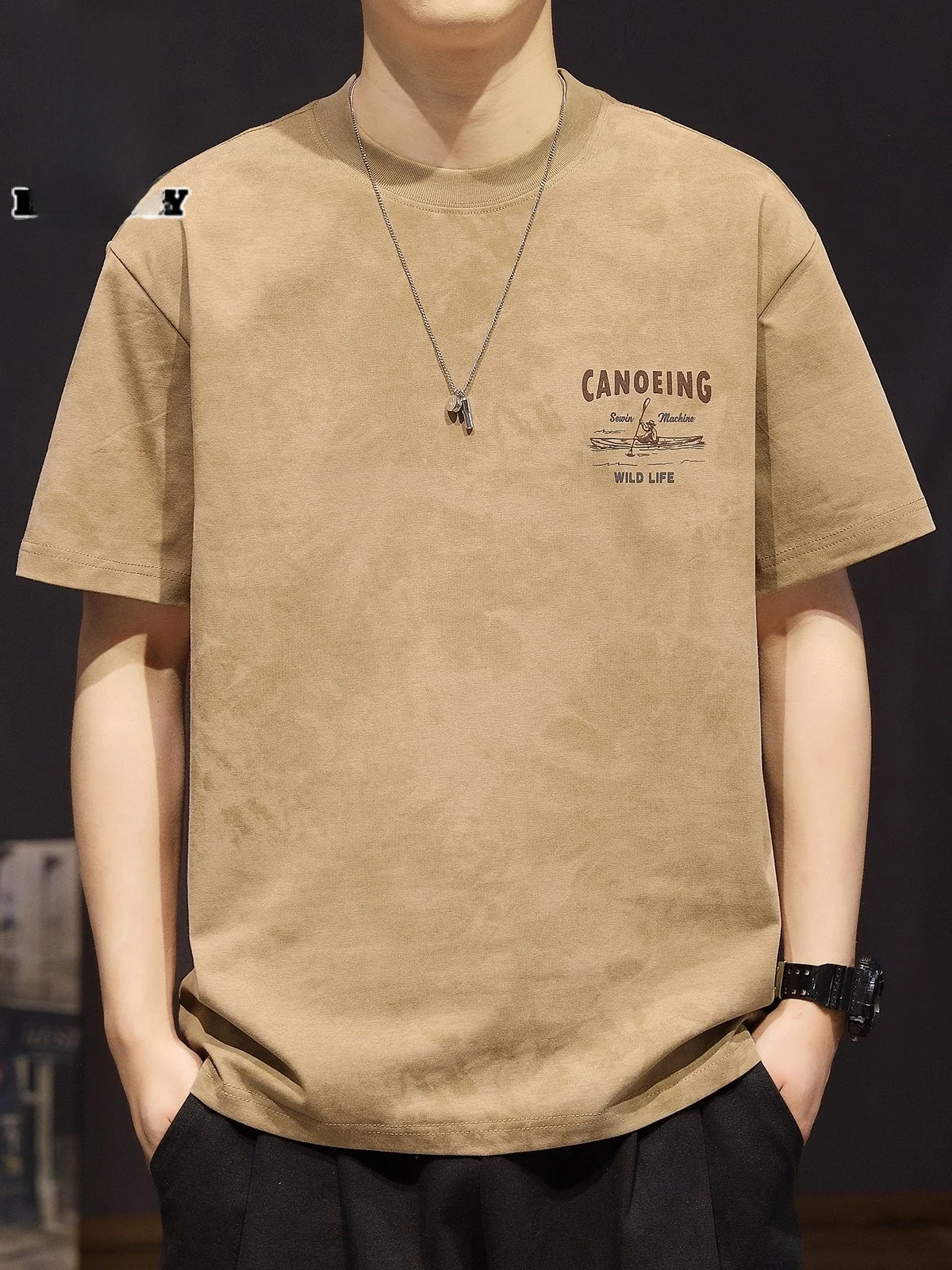 

Ретро-футболка с коротким рукавом, мужская, свободного кроя, с американским принтом, летняя, модная, повседневная, из хлопка и полиэстера