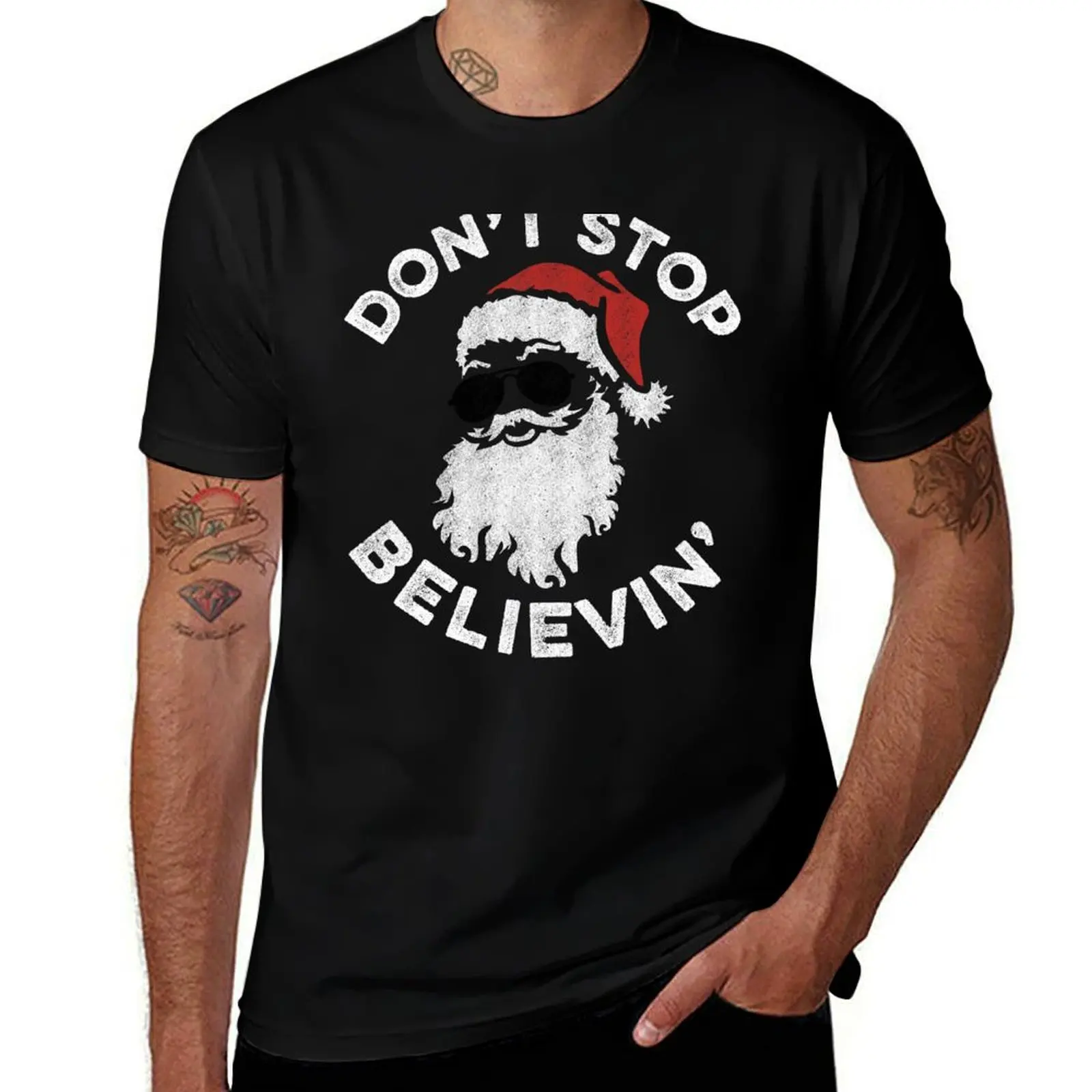 

graphic shirts man cotton shirt t Santa T-Shirt Don't man t Believin' Stop