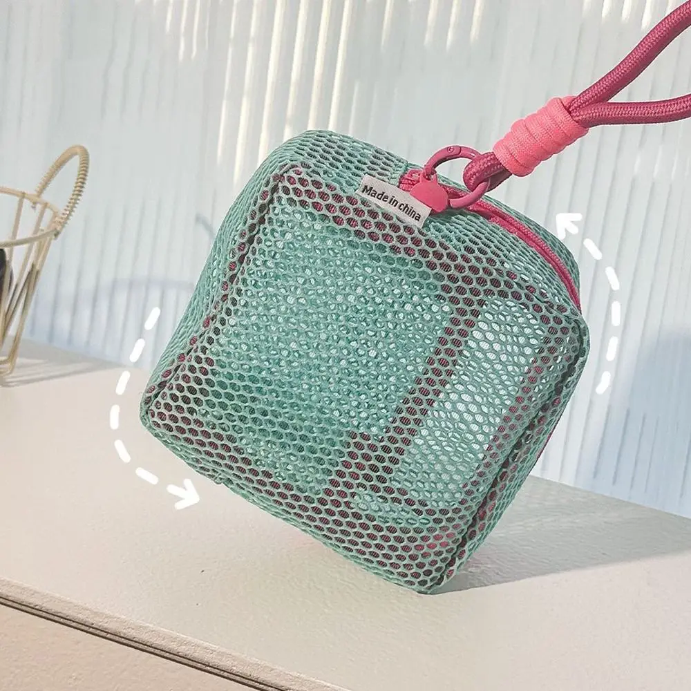 Handle Mesh Zipper Bags Lightweight Transparent Portable Makeup Pouch Reusable Multi-purpose Square Toiletry Bag Home