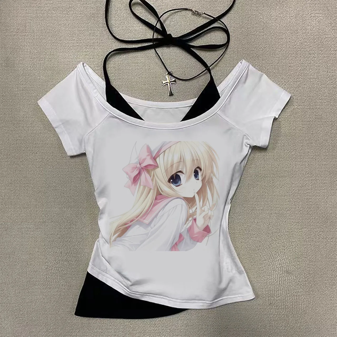 American 2000s women 80s Retro 2000s Marin Kitagawa top tees women Grunge Digital University Gothic anime korean clothes